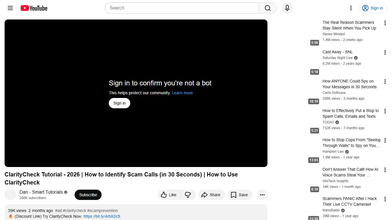 ClarityCheck Tutorial - 2026 How to Identify Scam Calls (in 30 Seconds) How to Use ClarityCheck - YouTube